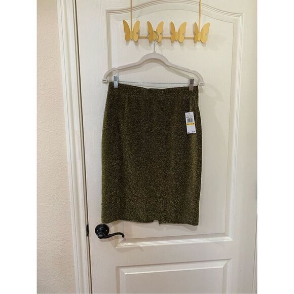 NWT Michael Michael Kors metallic gold pencil skirt size medium - Picture 1 of 4